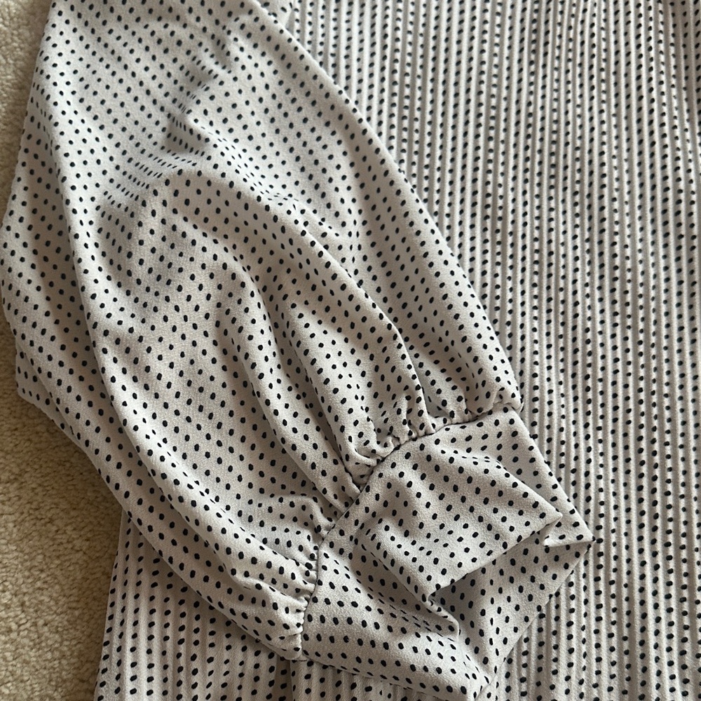 Adrianna Papell Black and White Dotted Blouse